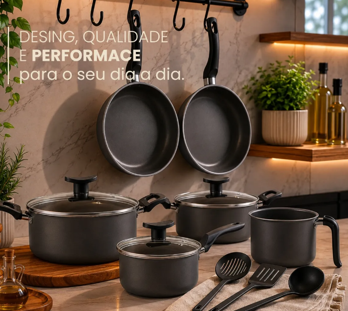 Conjunto Panelas Antiaderente 10 Peças Teflon - Imagem 2
