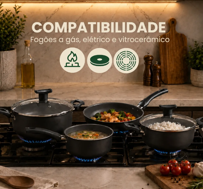 Conjunto Panelas Antiaderente 10 Peças Teflon - Imagem 4