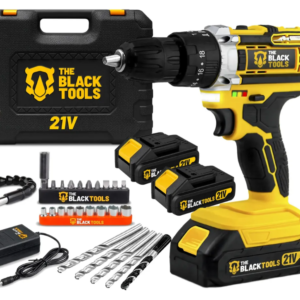 Parafusadeira Furadeira De Impacto The Black Tools Profissional TB-21PX 2 Baterias Com Maleta 60Hz Amarelo