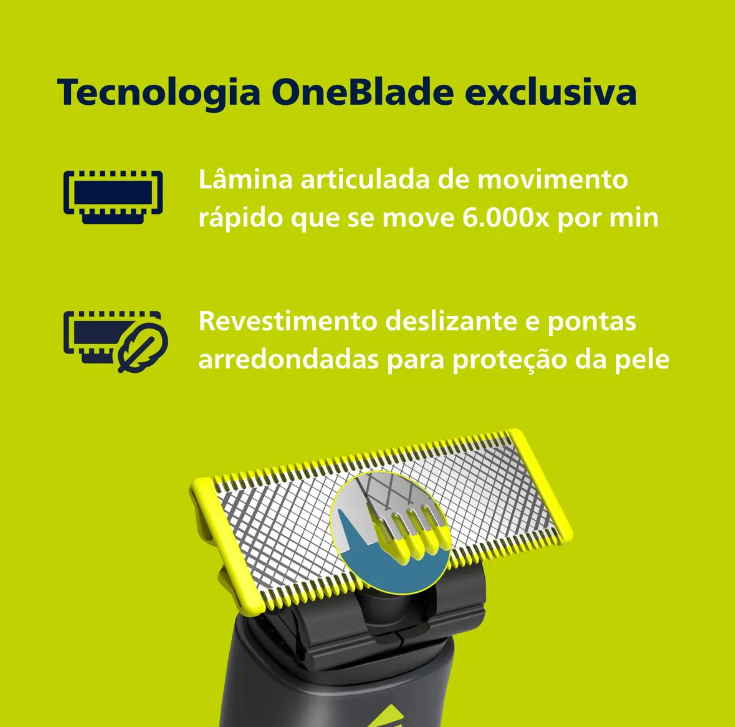 Barbeador e Aparador Elétrico Philips OneBlade QP1425/10 – Pente 5 em 1, Sem Fio e À Prova d’Água - Imagem 6